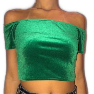Green Off the Shoulder Top